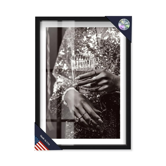 Sparkling Nights Shadowbox Print Miami Art Prints by Notoriart, Black Frame, 25 x 37