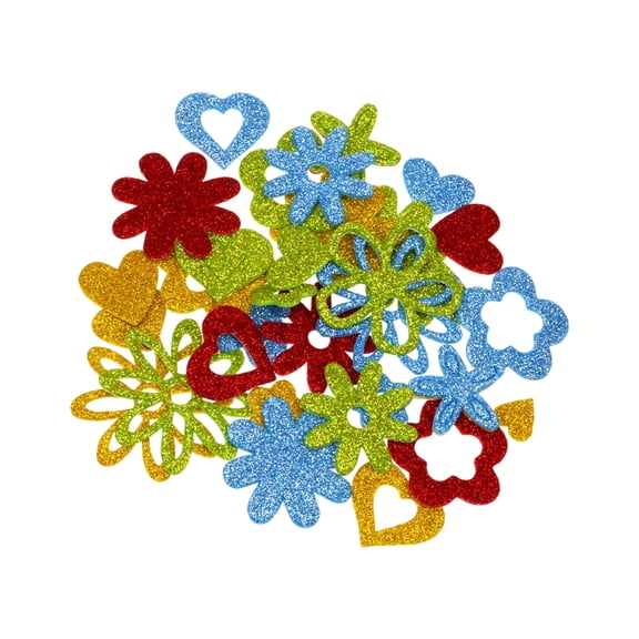 Sparkling Number Star Heart Flower Decorative Sticker Glittering Adhesive Foam Sticker for Kid Craft Birthday Decoration