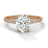 Sparkling Oval Halo Diamond Engagement Ring in 14k Rose Gold Plating