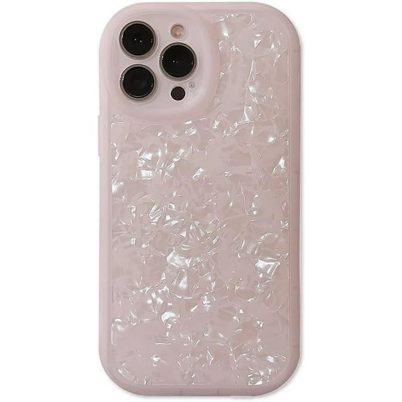 Sparkling Pearl Dream Shell Pattern Soft for iPhone Case (Pink,iPhone 15)