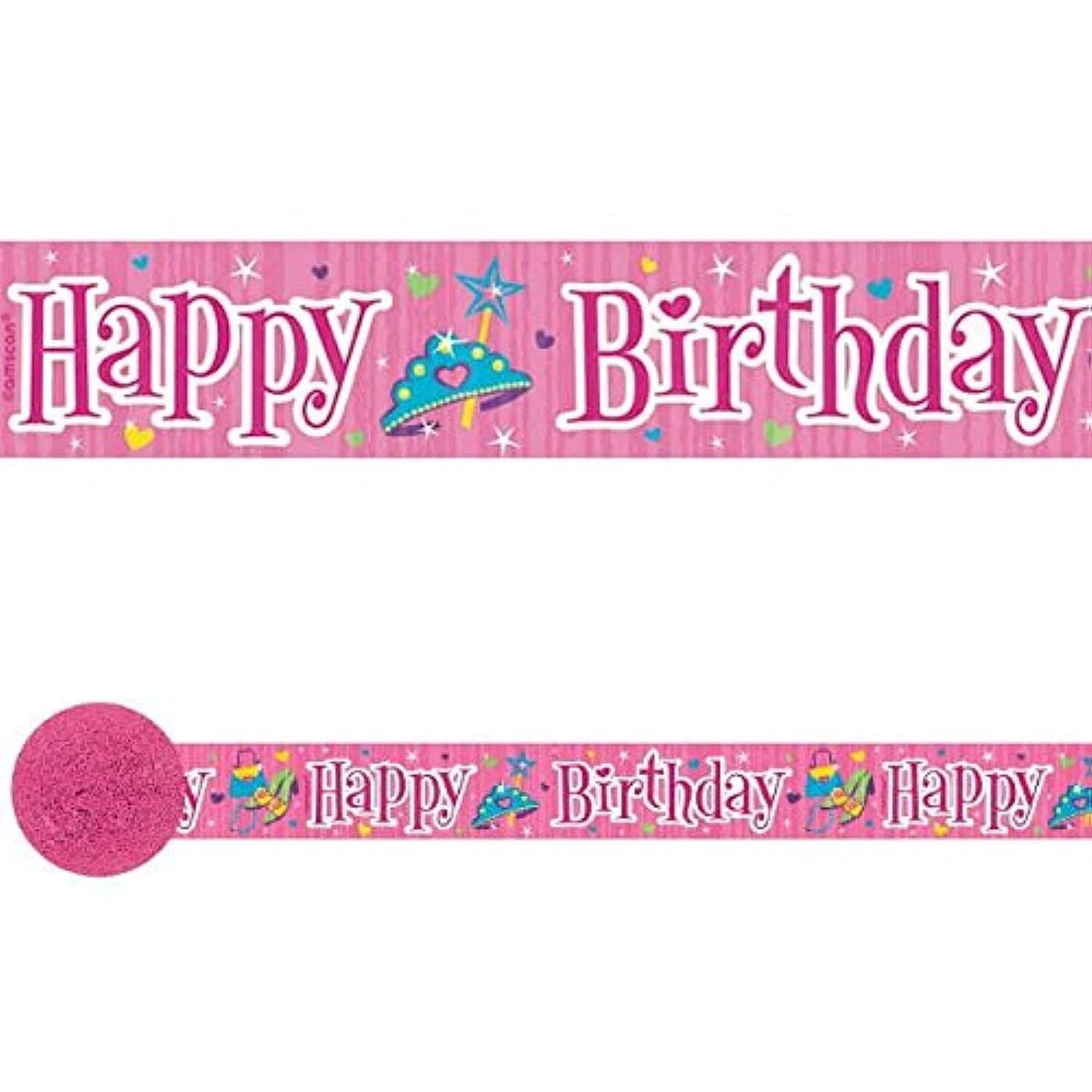 Sparkling Princess Pink Fancy Kids Birthday Party Decoration Crepe Streamer
