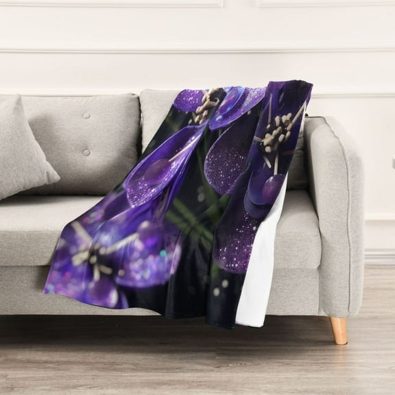 Sparkling Purple Orchid Throw Blanket 60" x 90" Soft and Warm Blankets for Couch Sofa and Bed