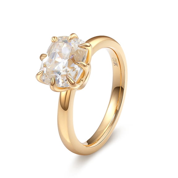 Sparkling Radiant Cut 10k Gold Moissanite Ring for Women 2.5 Carat Lab Created Diamond Ring Anniversary Promise Fashion Luxury Suitable for Daily Wear Wedding Birthday Engagement