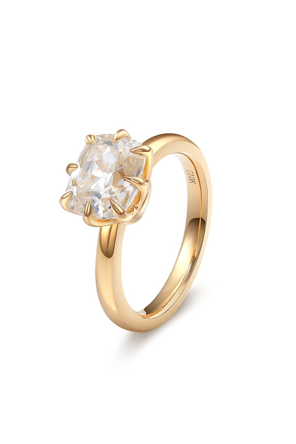 Sparkling Radiant Cut 10k Gold Moissanite Ring for Women 2.5 Carat Lab Created Diamond Ring Anniversary Promise Fashion Luxury Suitable for Daily Wear Wedding Birthday Engagement