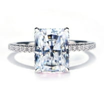 Sparkling Radiant Cut Moissanite Engagement Rings for Women 4 Carat D Color VVS1 Clarity S925 Sterling Silver Lab Created Diamond Rings Anniversary Wedding Promise Ring with Certificate