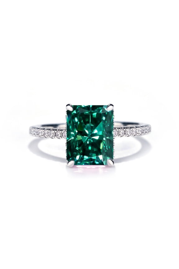 Sparkling Radiant Cut Moissanite Engagement Rings for Women 4 Carat D Color VVS1 Clarity S925 Sterling Silver Lab Created Diamond Rings Anniversary Wedding Promise Ring with Certificate