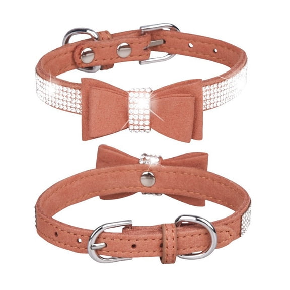 Sparkling Rhinestone Bow Collar And Leash With Microfiber Metal Buckle For Small Medium Large Leopard Hair Bow for Dogs Terrain Dog Light Dog Bow Ties for Large Dogs Cat Kimono Puppy Bow Tie Please