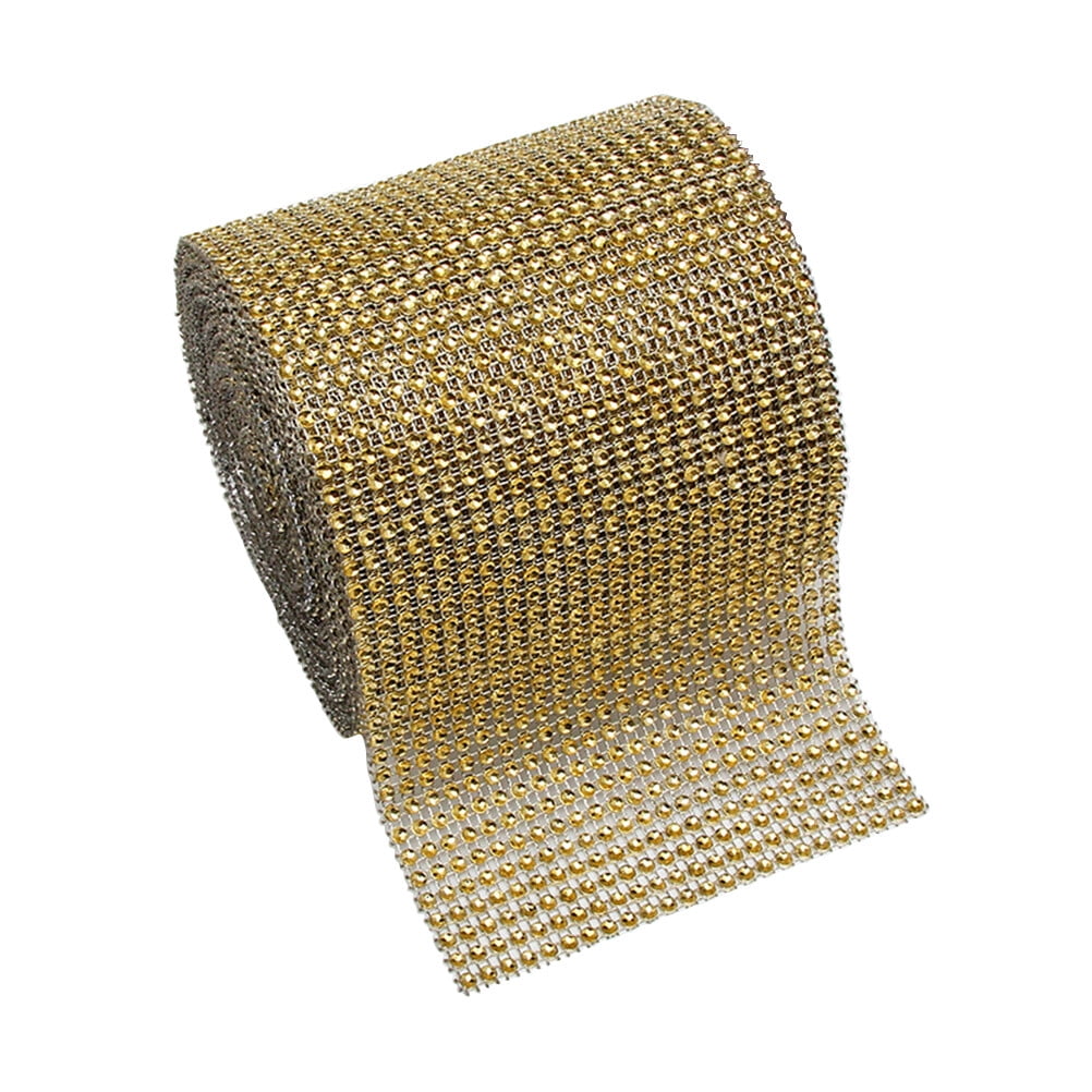 Raindrops Golden Rhinestone Mesh Ribbon Roll for Crafting and ...