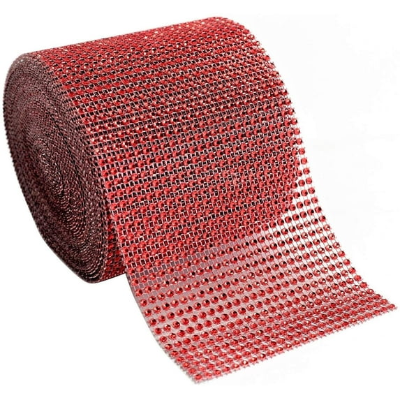 Sparkling Rhinestone Mesh Ribbon for Event Decorations, Wedding Cake, Birthdays, Baby Shower, Arts & Crafts, 4.75" x 10 Yards, 24 Row, 1 Roll