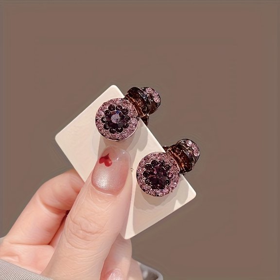 Sparkling Rhinestone Mini Hair Claw Set - Cute and sweet princess-style hair accessory, suitable for bangs and flying edges.
