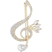 Sparkling Rhinestone Musical Note Brooch, Elegant Crystal Jewelry Pin for Women, Christmas Birthday Party Gift Accessory Gold
