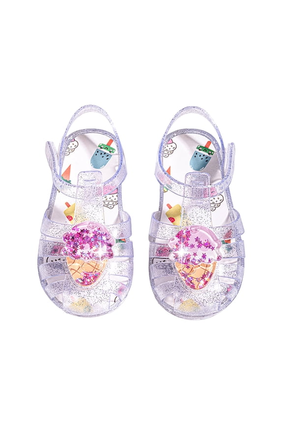Summer Roman Sandals with Pineapple Toe, Soft Sole Waterproof Beach Shoes, PVC Breathable Adjustable Strap Design, Lightweight Non-Slip Footwear for Active Girls