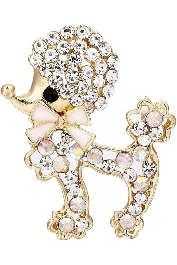 Sparkling Rhinestone Poodle Dog Brooches Women Christmas Animal Brooch Pins