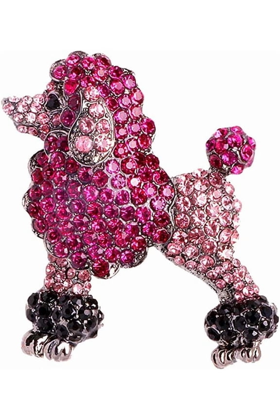 Sparkling Rhinestone Poodle Dog Brooches Women Christmas Animal Brooch Pins