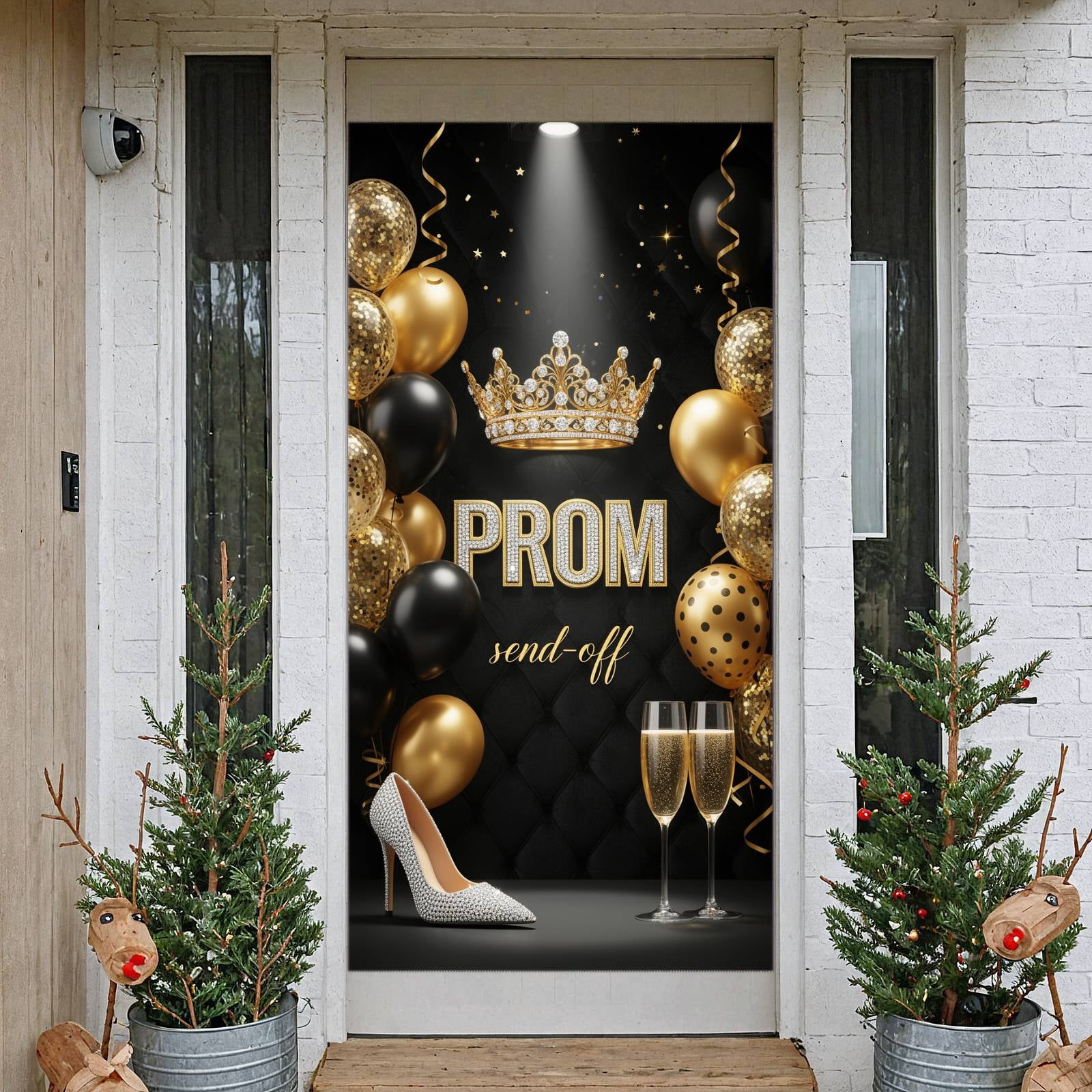 Indor Prom Sparkling Rhinestone Prom Banner Gold & Black Royal Crown Design Prom ...