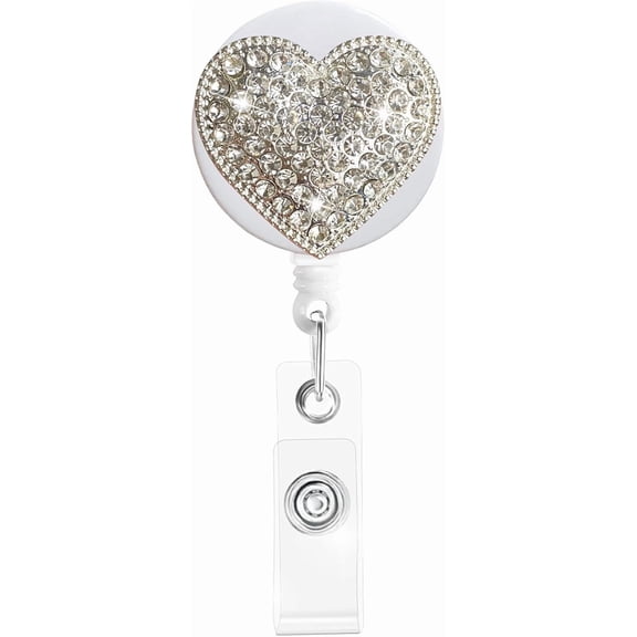 Sparkling Rhinestone Retractable Badge Reel - Fun Patterns, 24" Cord - for Nurses, Teachers, Students (ID Holder Clip)