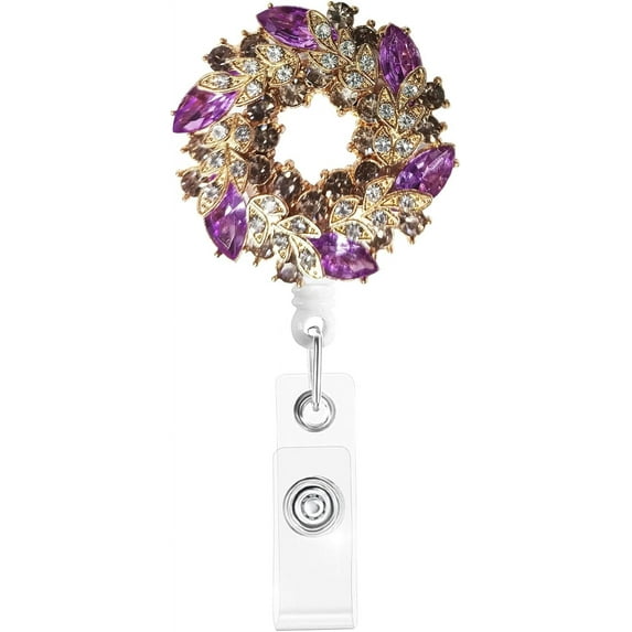 Sparkling Rhinestone Retractable Badge Reel for Nurses, Doctors, Students - Flexible 24" Cord, Alligator Clip, Fun Designs