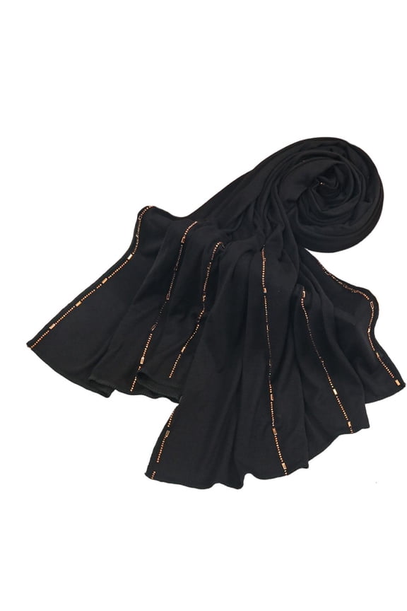 Sparkling Rhinestones Embroidered Headscarf Women's Lightweight Mercerized Cotton Shawl