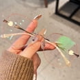 thumbnail image 1 of Sparkling Rimless Reading Glasses for Women, Stylish Lightweight Metal Frame Eyeglasses for Daily Use, 1 of 5