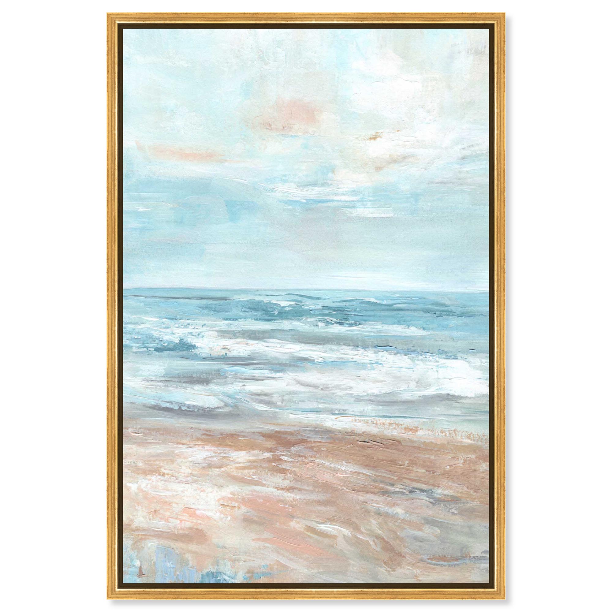 Sparkling Riviera Canvas Print Coastal Bathroom Art by Art Remedy, Gold ...