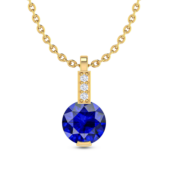 Sparkling Round Blue Solitaire Gold Plated Necklace Gift For Easter || Ali Baba Jewellery