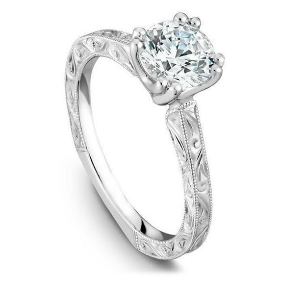 Sparkling Round Cut 1 CT Diamond Engagement Ring, 14K Gold - Size 6.5
