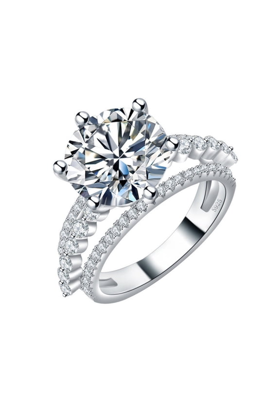 Sparkling Round Cut Moissanite Engagement Rings for Women 5 Carat D Color VVS1 S925 Sterling Silver Lab Created Diamond Rings Anniversary Wedding Promise Ring with Certificate