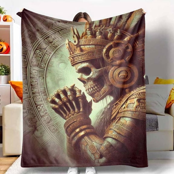 Sparkling Scream Mask Flannel Blanket, Soft Ghostface Print, Warm for Halloween Parties, Horror Nights, Cosplay & Haunted House Decor