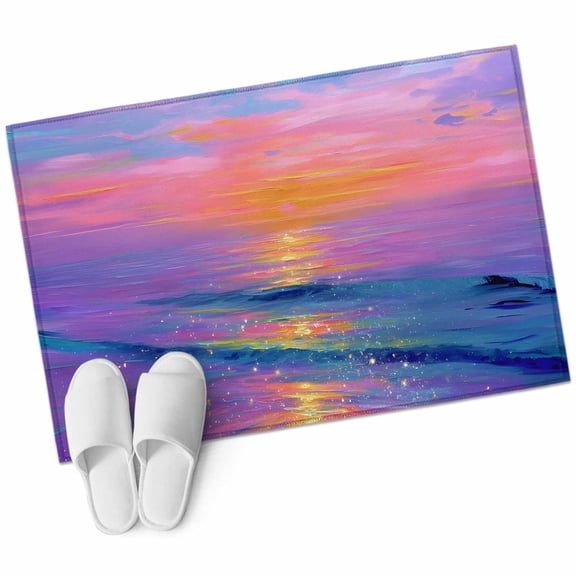 Sparkling Sea Bathroom Rug Washable 2x3 Entryway Rug Non Slip Summer Beach Abstract Fantasy Art Front Door Mat Low Pile Indoor Doormat Throw Floor Carpet for Kitchen Bedroom Entrance
