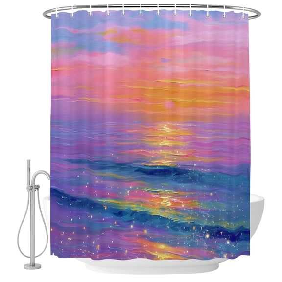Sparkling Sea Shower Curtains for Bathroom, Waterproof Fabric Bath Curtains Decor, Bath Tub Curtain Summer Beach Abstract Fantasy Art Decorative Shower Curtain Sets with 12 Hooks, 72x72 Inch
