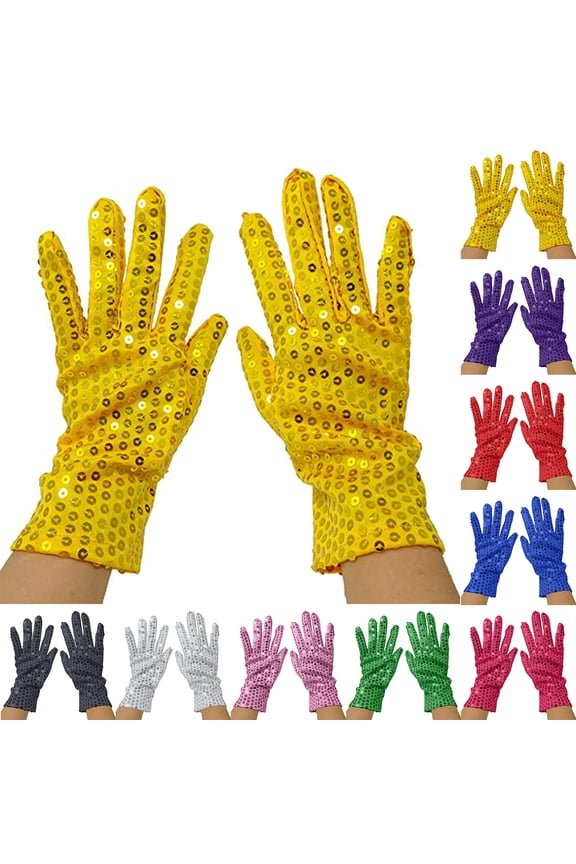 Sparkling Sequin Gloves Costume Gloves Dance Performance Gloves Black
