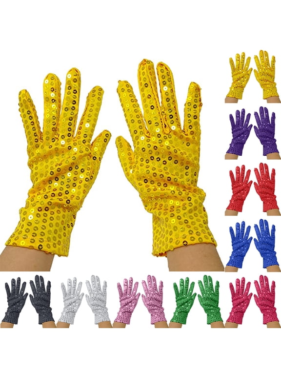 Sparkling Sequin Gloves Costume Gloves Dance Performance Gloves White