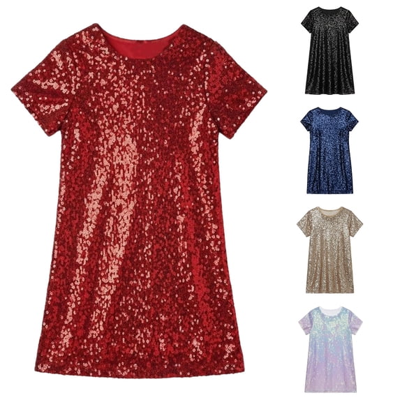 Sequin Party Dress for Girls Elegant Glittering Beaded Gown for and Celebrations Size 6t Girls Clothes 5-6 Years