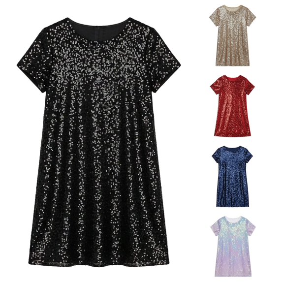 Sequin Party Dress for Girls Elegant Glittering Beaded Gown for and Celebrations Size 6t Girls Clothes 7-8 Years