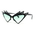 thumbnail image 1 of Sparkling Show Girl Silver Foil Bling Glitz Triangle Cat Eye Plastic Sunglasses Black - Green, 1 of 4