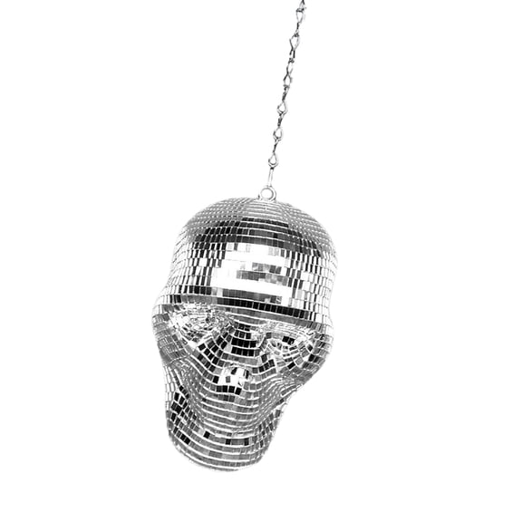 Sparkling Skull Shape Statue Reflective Discos Ornament for Dance Parties and Halloween Festivals Decors
