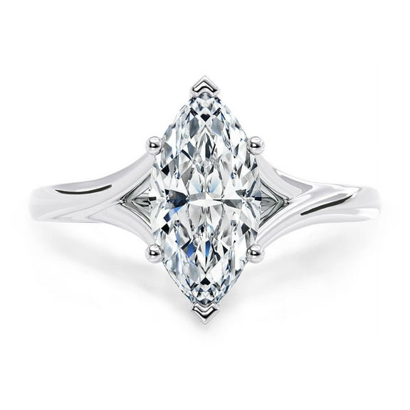 Sparkling Splendor: 1.5 Ct Marquise cut Moissanite Diamond Solitaire Engagement Ring with two shoulders in 925 Silver for Her