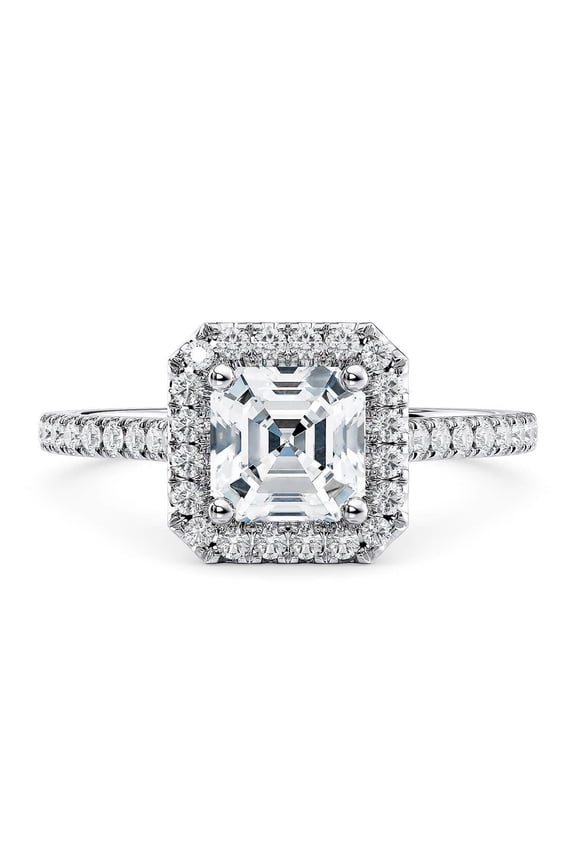1.8 CT Asscher Moissanite Hidden Halo Diamond Solitaire Engagement Ring In 925 Silver for Her