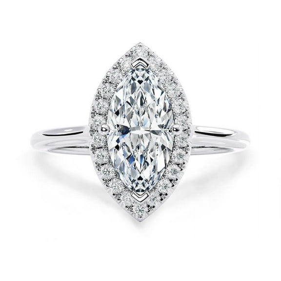 Sparkling Splendor 1.8 CT Marquise Moissanite Hidden Halo Diamond Solitaire Engagement Ring In 925 Silver for Her