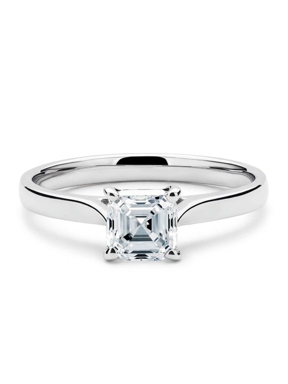 : 2.5 Ct Asscher cut Moissanite Diamond Solitaire Engagement Ring in 925 Silver for Women