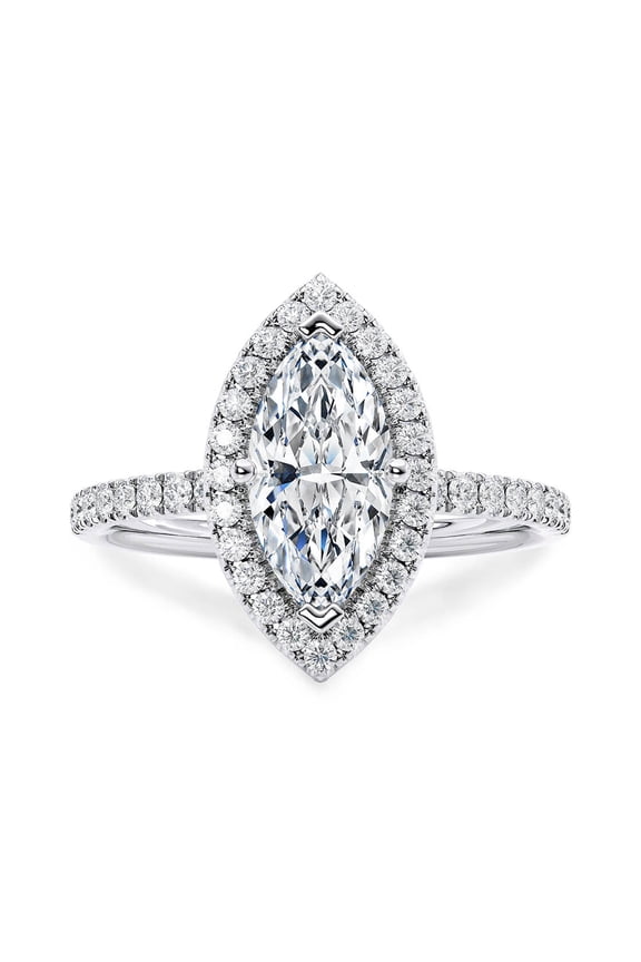 925 Silver Moissanite Diamond Rings - 1.4 Ct Marquise Excellent Cut Rings - Engagement Hidden Halo Rings for Women's