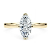 SPARKLING SPLENDOR Rings for Women 1.5 Ct Marquise Cut Lab Grown Diamond Ring Prong-Setting 10K Solid Rose, White & Yellow Gold