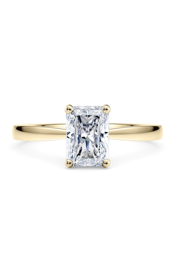 Rings for Women 1.5 Ct Radiant Cut Lab Grown Diamond Ring Prong-Setting 10K Solid Rose, White & Yellow Gold