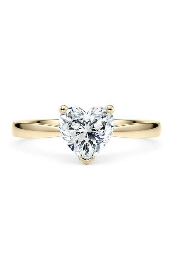 Rings for Women 1 Ct Heart Cut Lab Grown Diamond Ring Prong-Setting 10K Solid Rose, White & Yellow Gold