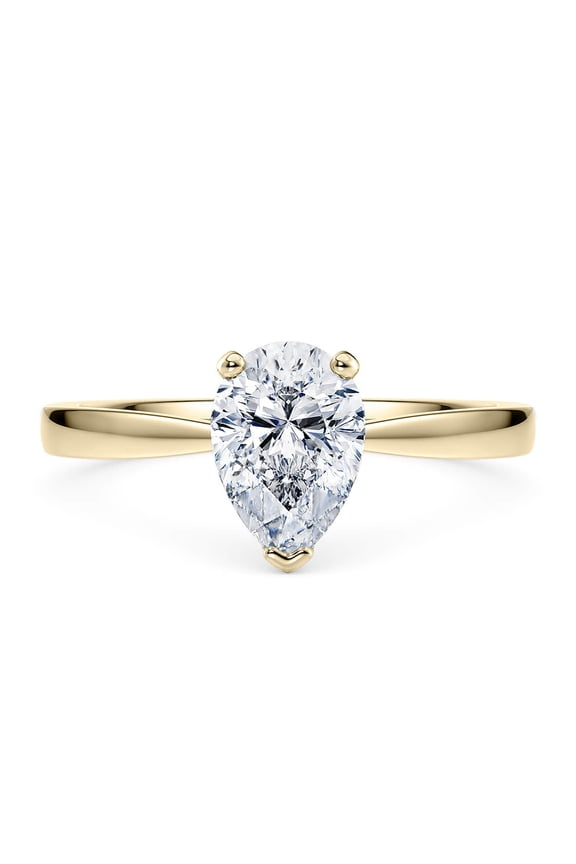 Rings for Women 1 Ct Pear Cut Lab Grown Diamond Ring Prong-Setting 10K Solid Rose, White & Yellow Gold
