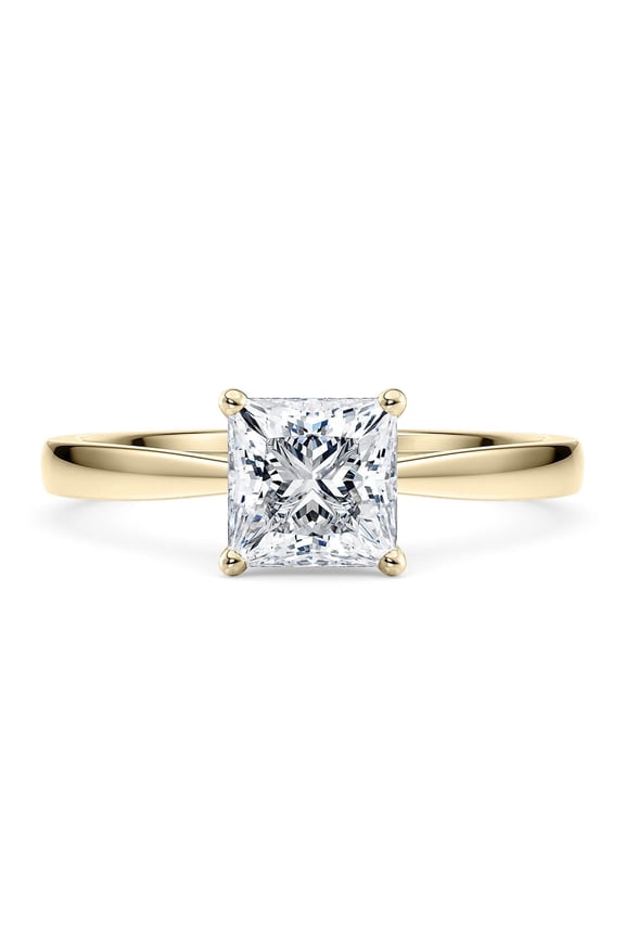 Rings for Women 1 Ct Princess Cut Lab Grown Diamond Ring Prong-Setting 10K Solid Rose, White & Yellow Gold
