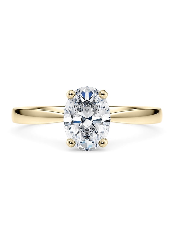 Rings for Women 2 Ct Oval Cut Lab Grown Diamond Ring Prong-Setting 10K Solid Rose, White & Yellow Gold