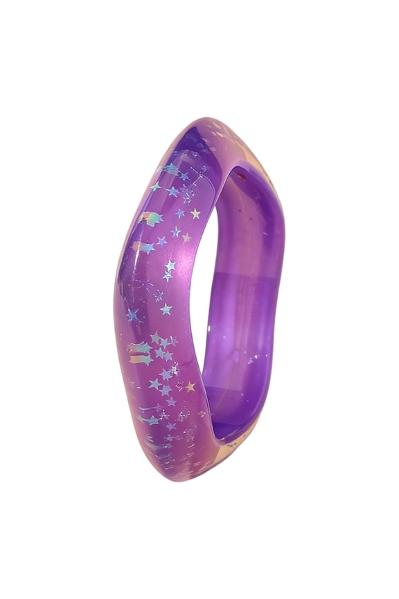 Sparkling Star Pattern Resin Bangle with Sparkling Star Pattern Stylish Jewelry for Women Girl