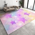 thumbnail image 1 of Sparkling Star Print Area Rug, Purple Sparkling Stars Indoor Non Slip Kids Rugs, Low Pile Soft Machine Washable Carpet For Living Room Bedroom Children's Room Dormitory Floor Mat 2x3ft, 1 of 6