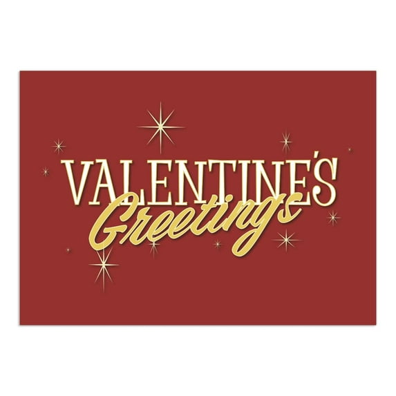 Sparkling Stars Valentines/Galentines Day Greeting Cards | 10 Pack Bulk Set (5x7)